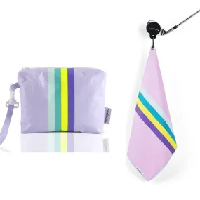 Set of 2: Lilac Dreams Magnetic Golf Towel and Golf Accessory Bag