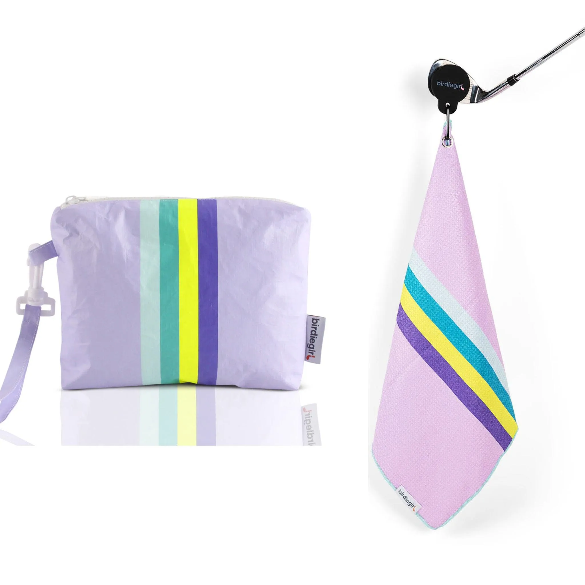 Set of 2: Lilac Dreams Magnetic Golf Towel and Golf Accessory Bag