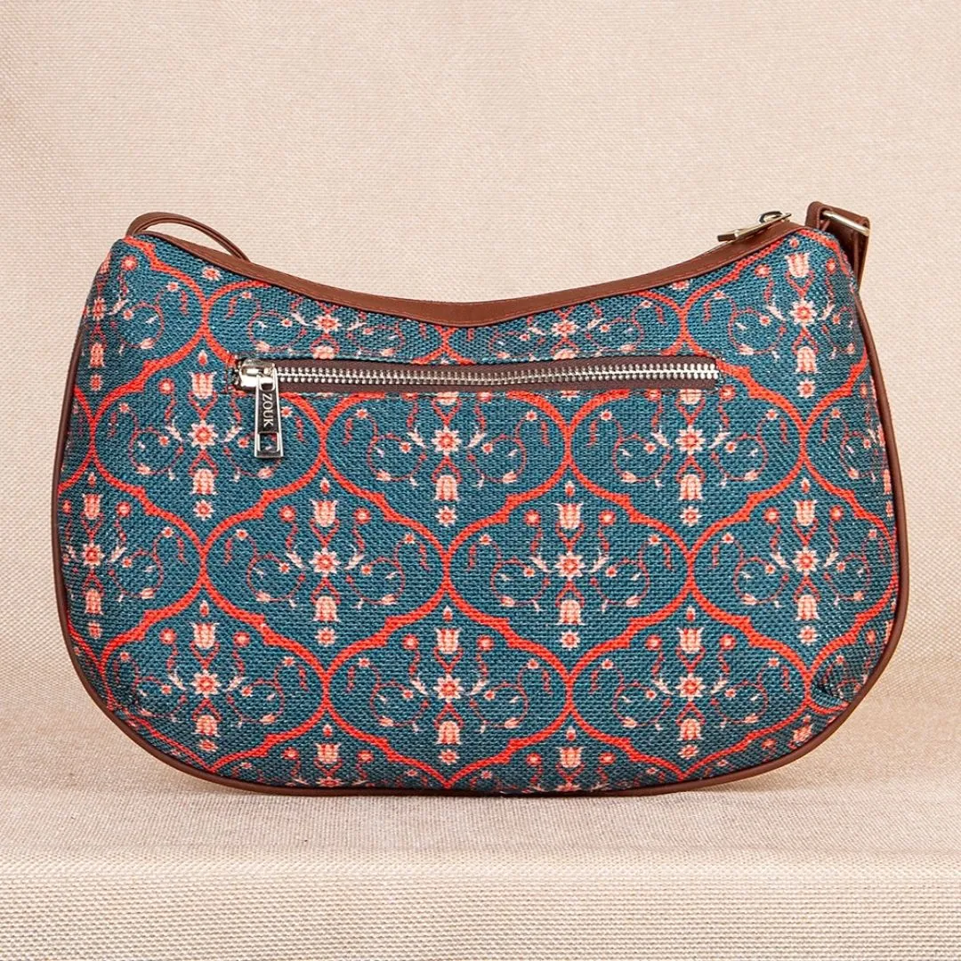 Sheesh Mahal Jaali Motif Structured Shoulder Bag