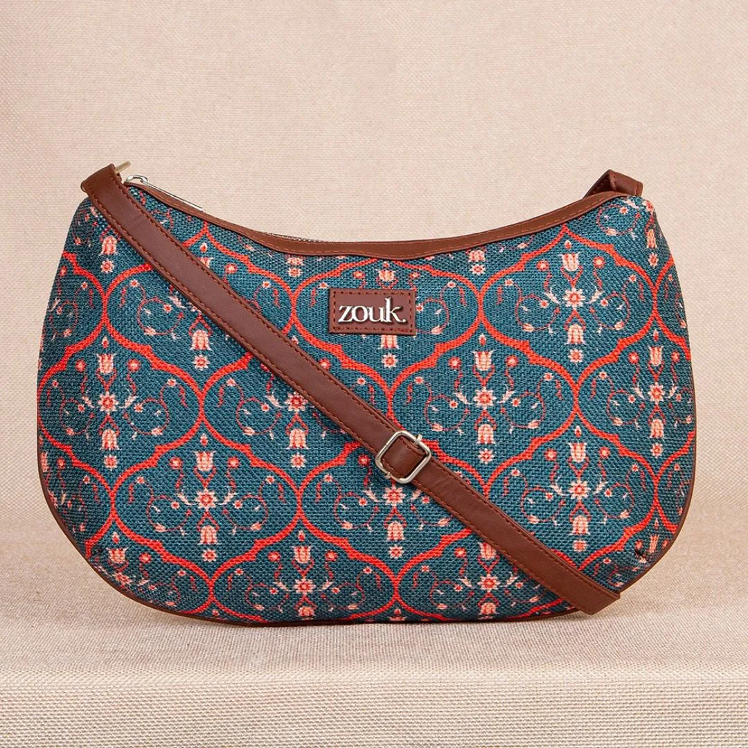 Sheesh Mahal Jaali Motif Structured Shoulder Bag