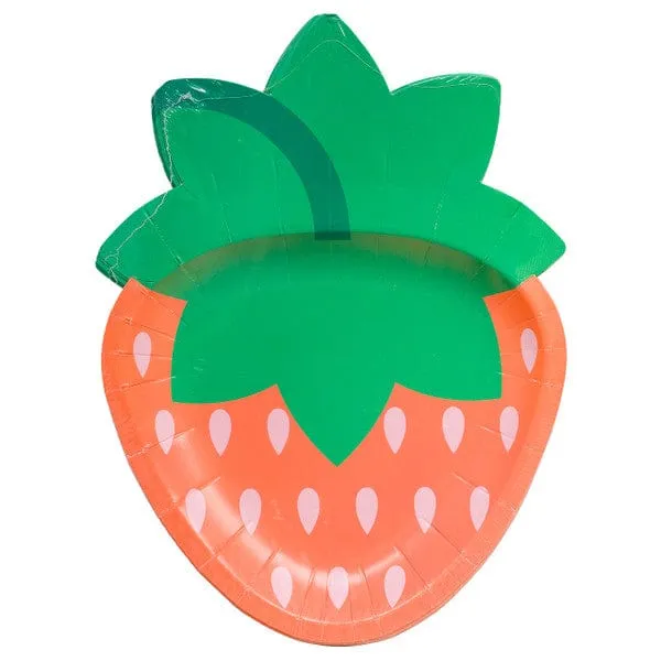 Strawberry Shaped Paper Party Plates x 8