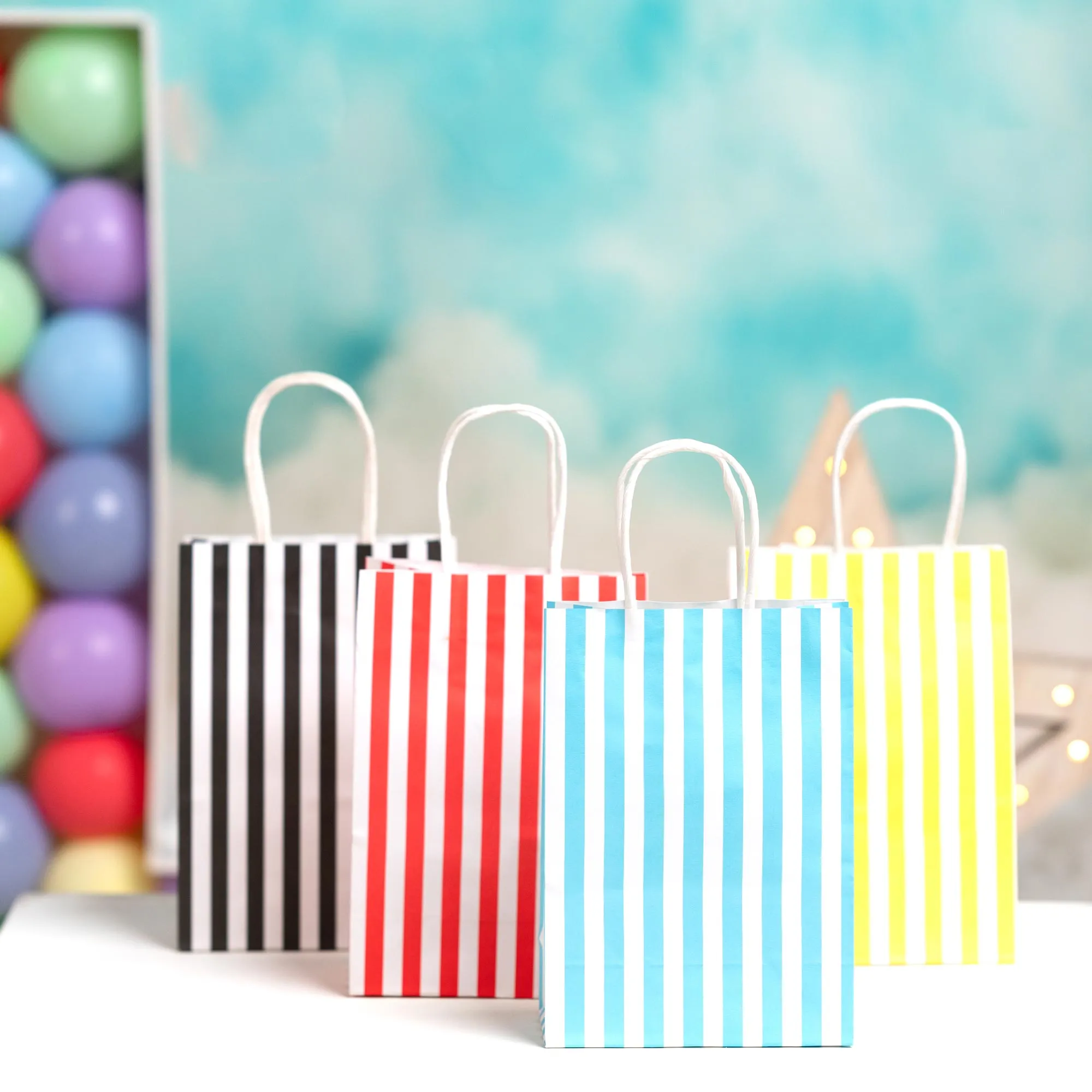 Striped Party Bags - Pack Of 12 (Colours Available)