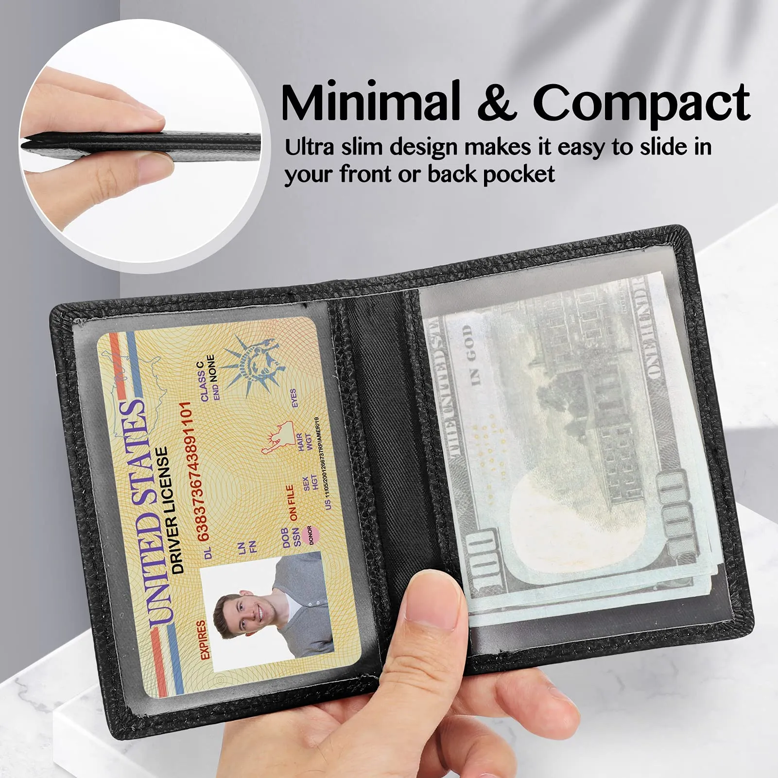 Super Slim Soft Wallet Genuine Leather Mini  Card Holder Wallets for Men Women