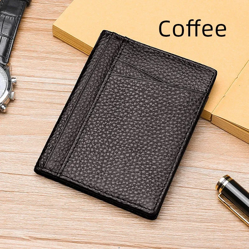 Super Slim Soft Wallet Genuine Leather Mini  Card Holder Wallets for Men Women