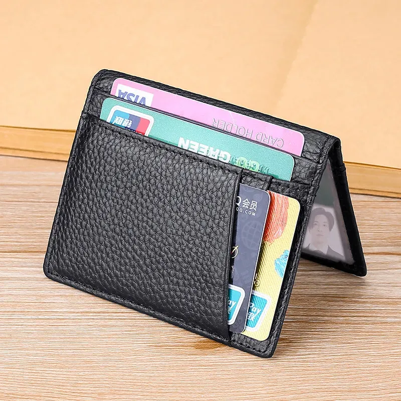 Super Slim Soft Wallet Genuine Leather Mini  Card Holder Wallets for Men Women