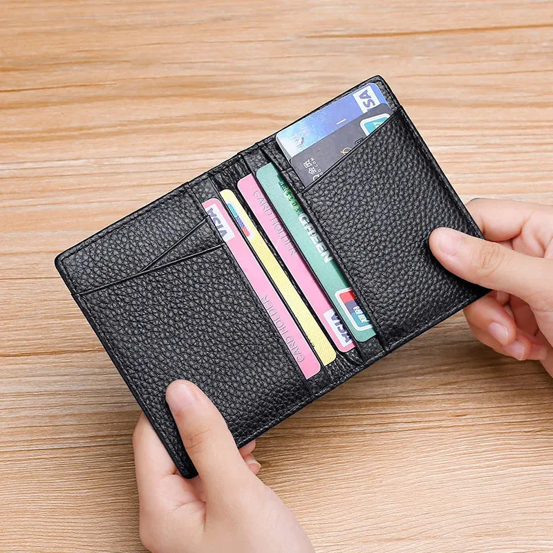 Super Slim Soft Wallet Genuine Leather Mini  Card Holder Wallets for Men Women