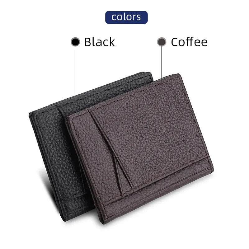 Super Slim Soft Wallet Genuine Leather Mini  Card Holder Wallets for Men Women