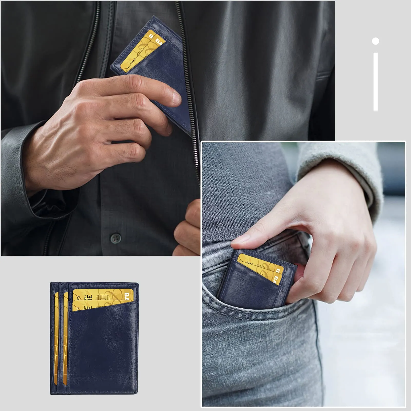 Super Slim Soft Wallet Genuine Leather Mini  Card Holder Wallets for Men Women