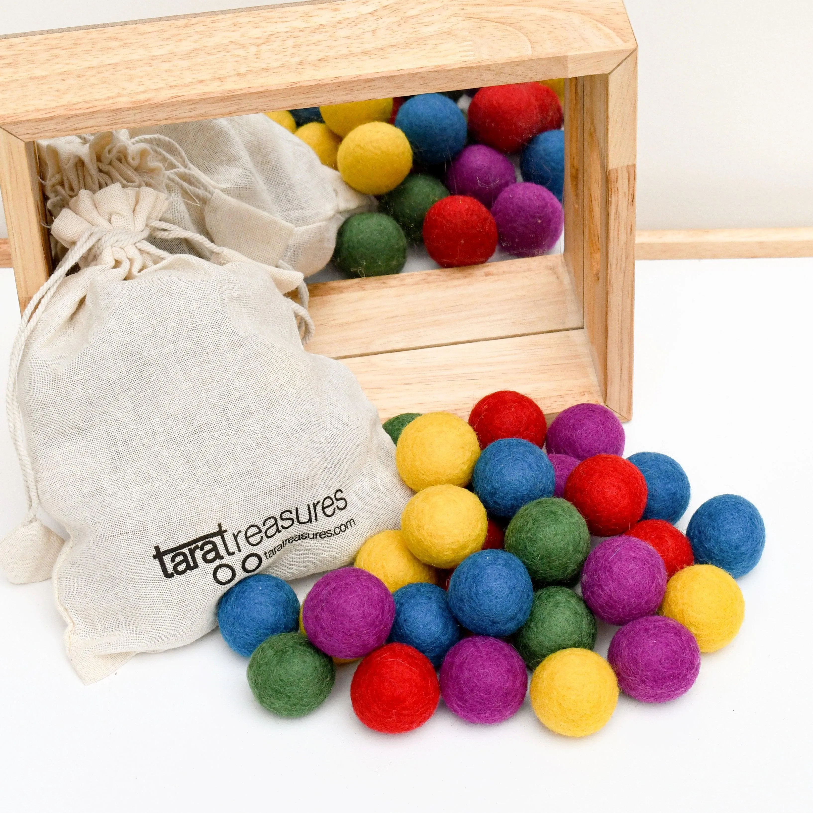 Tara Treasures Wool Felt Balls 30 Piece 3cm - Bright Colours