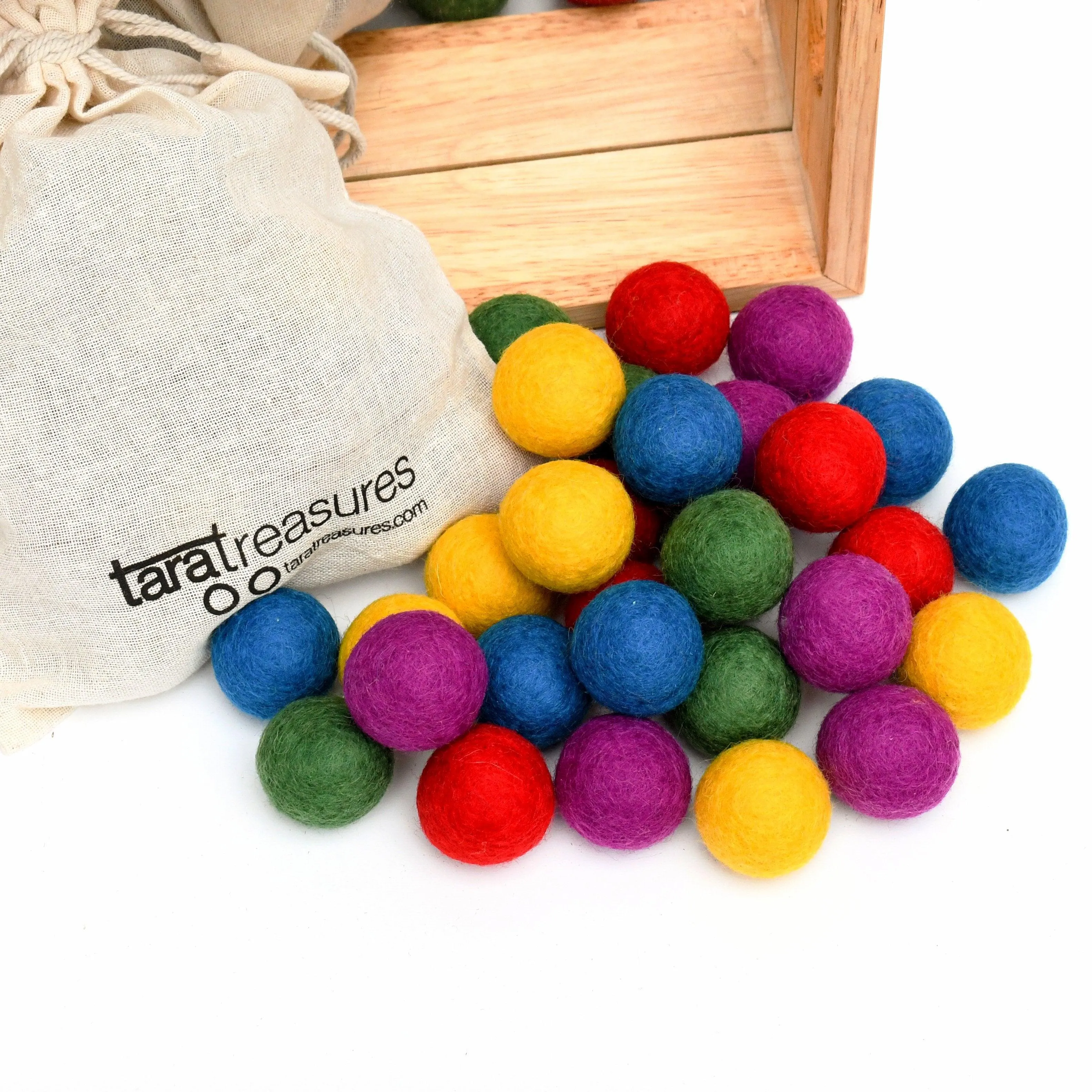 Tara Treasures Wool Felt Balls 30 Piece 3cm - Bright Colours