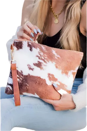 TEEK - Faux Fur Cow Animal Clutch