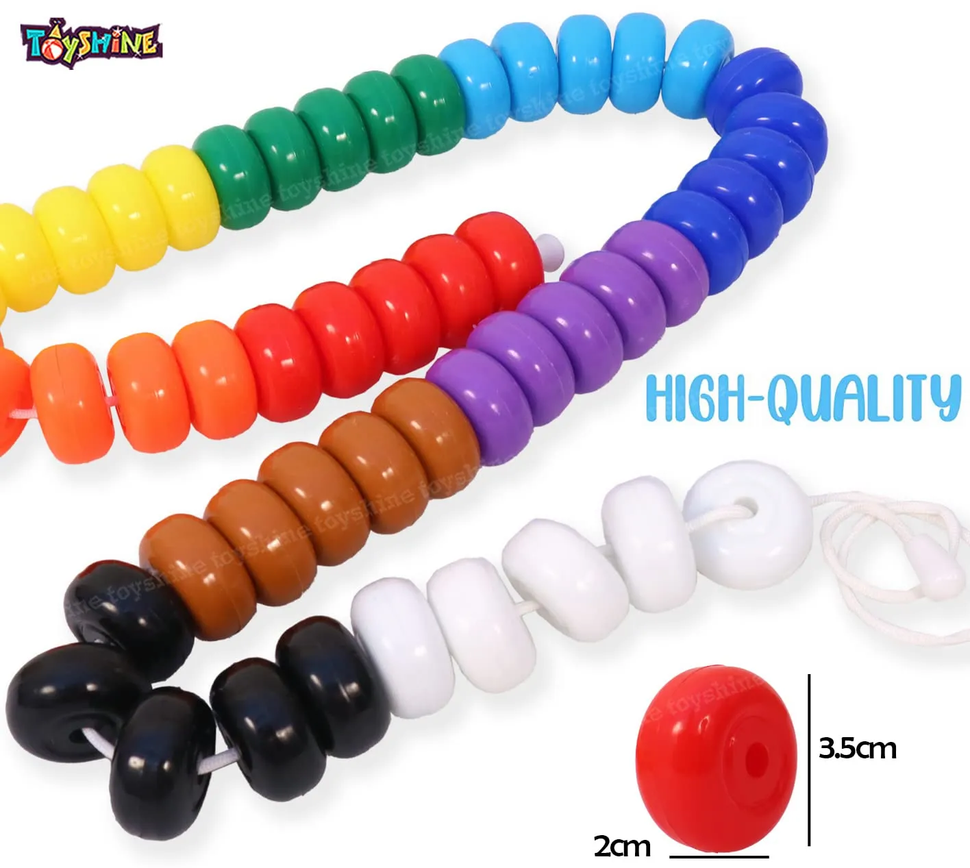 Toyshine Lacing Beads for Toddlers (50 Beads, 1 Strings, 10 Colors) - Educational Montessori Preschool Activities,Toddler Sensory Occupational Therapy Toys