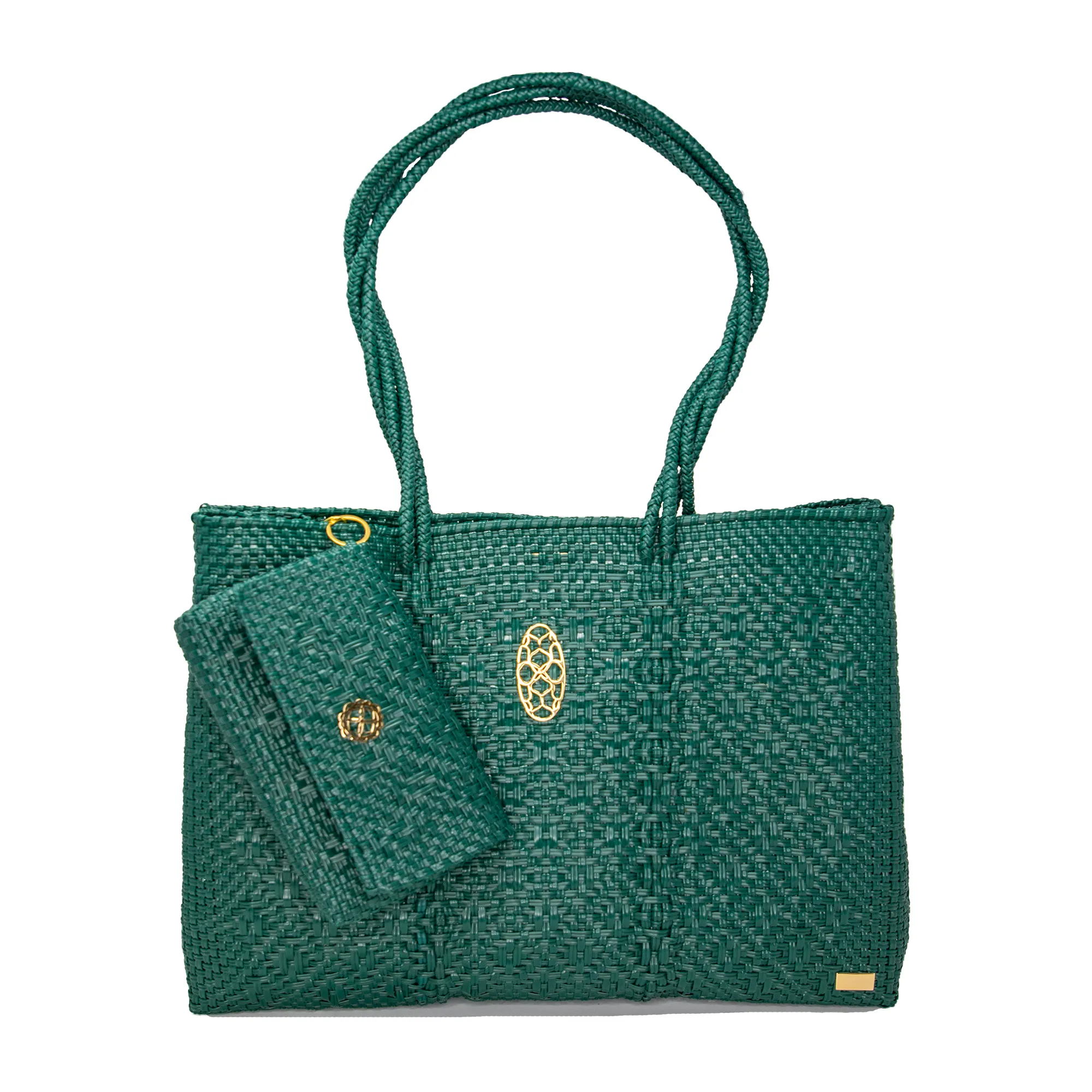 Travel Emerald Green Tote with Clutch