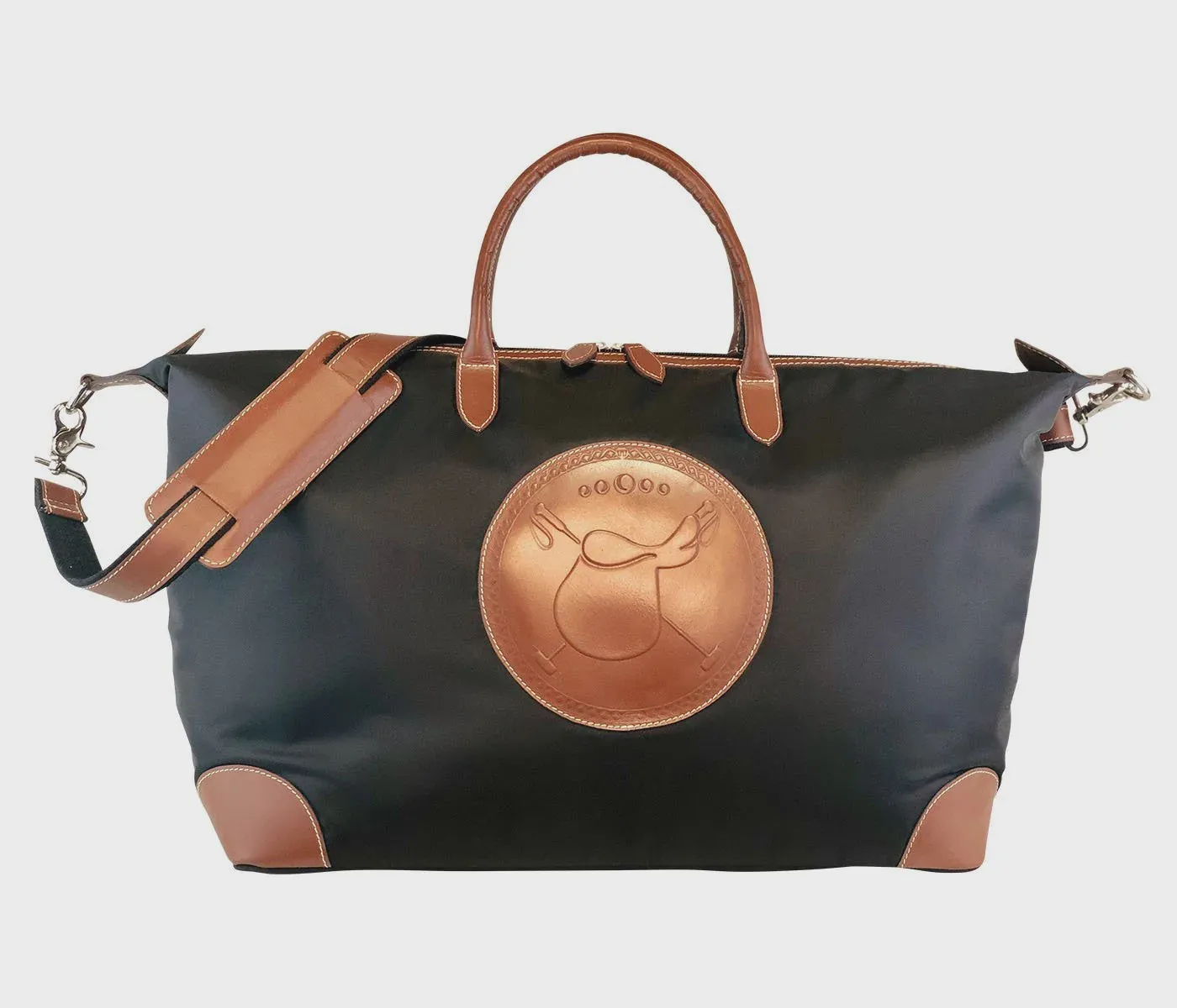 Tucker Tryon Overnight Bag Black Polo Brown Leather SS24