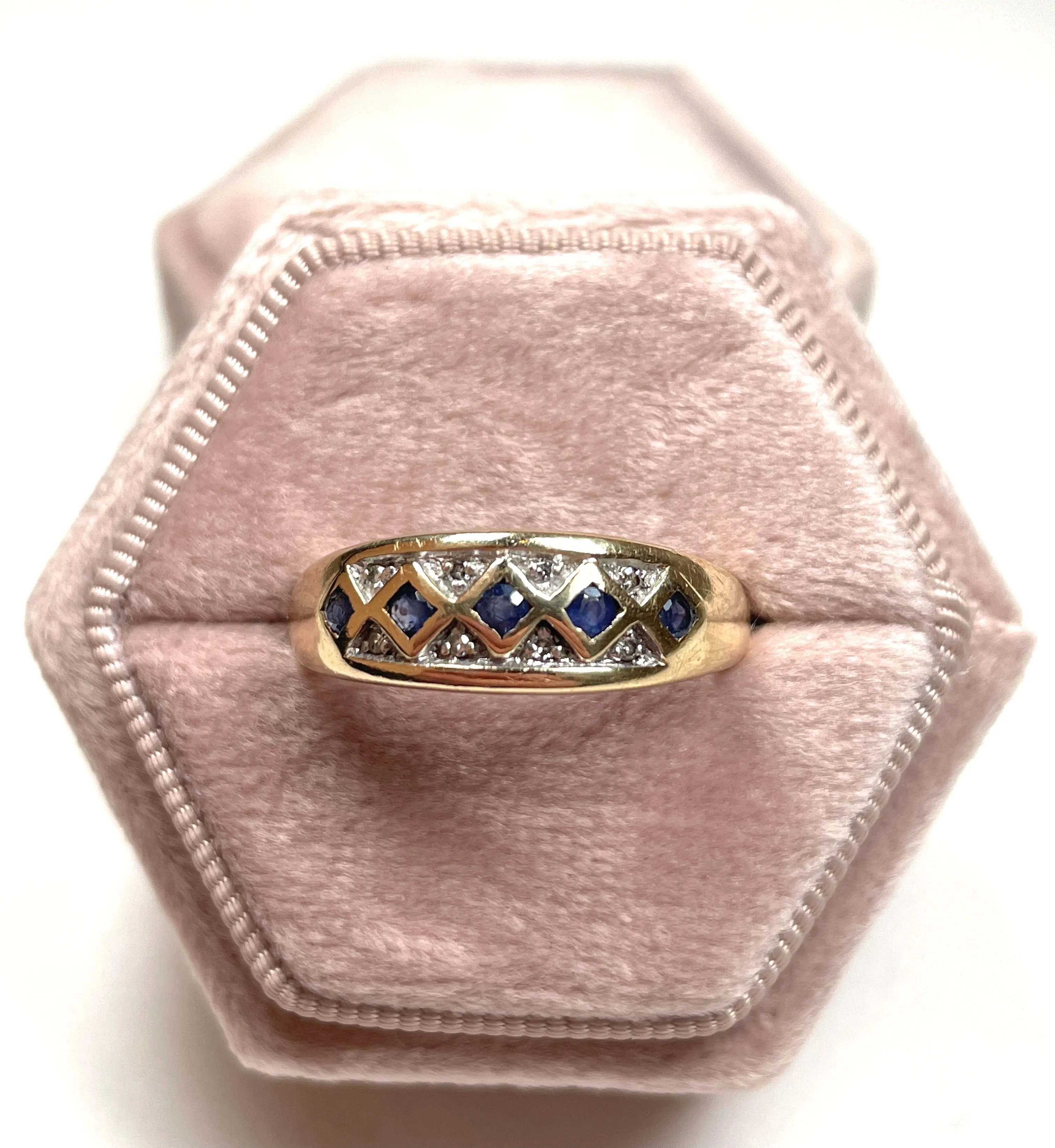 Two Toned Gold Sapphire and Diamond Ring (Authentic Pre-Owned)