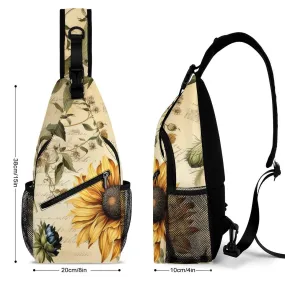 Unique Sunflower pattern Sling Bag, (All-Over Printing), Floral fan gift idea