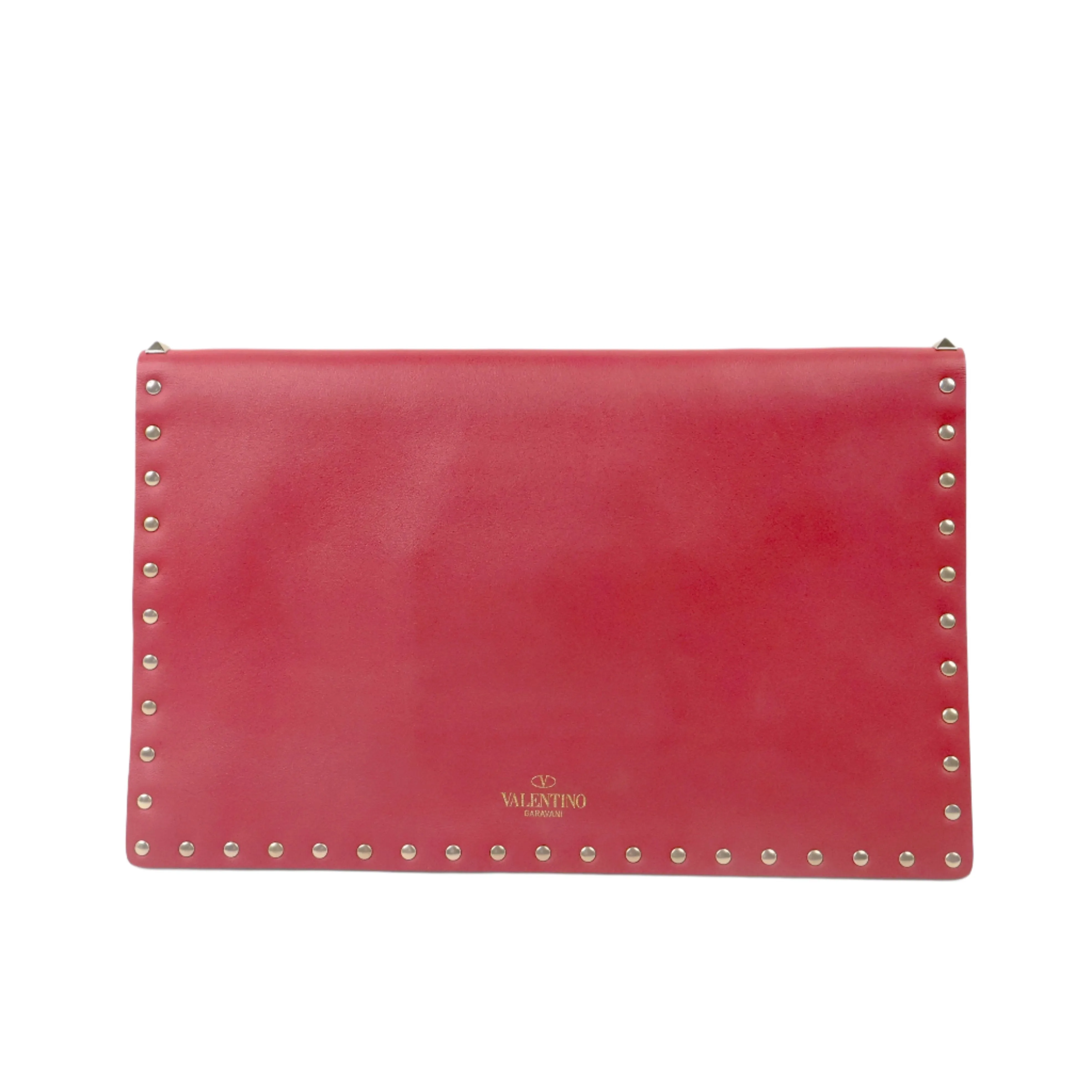 Valentino Large Rockstud Envolope Clutch Red