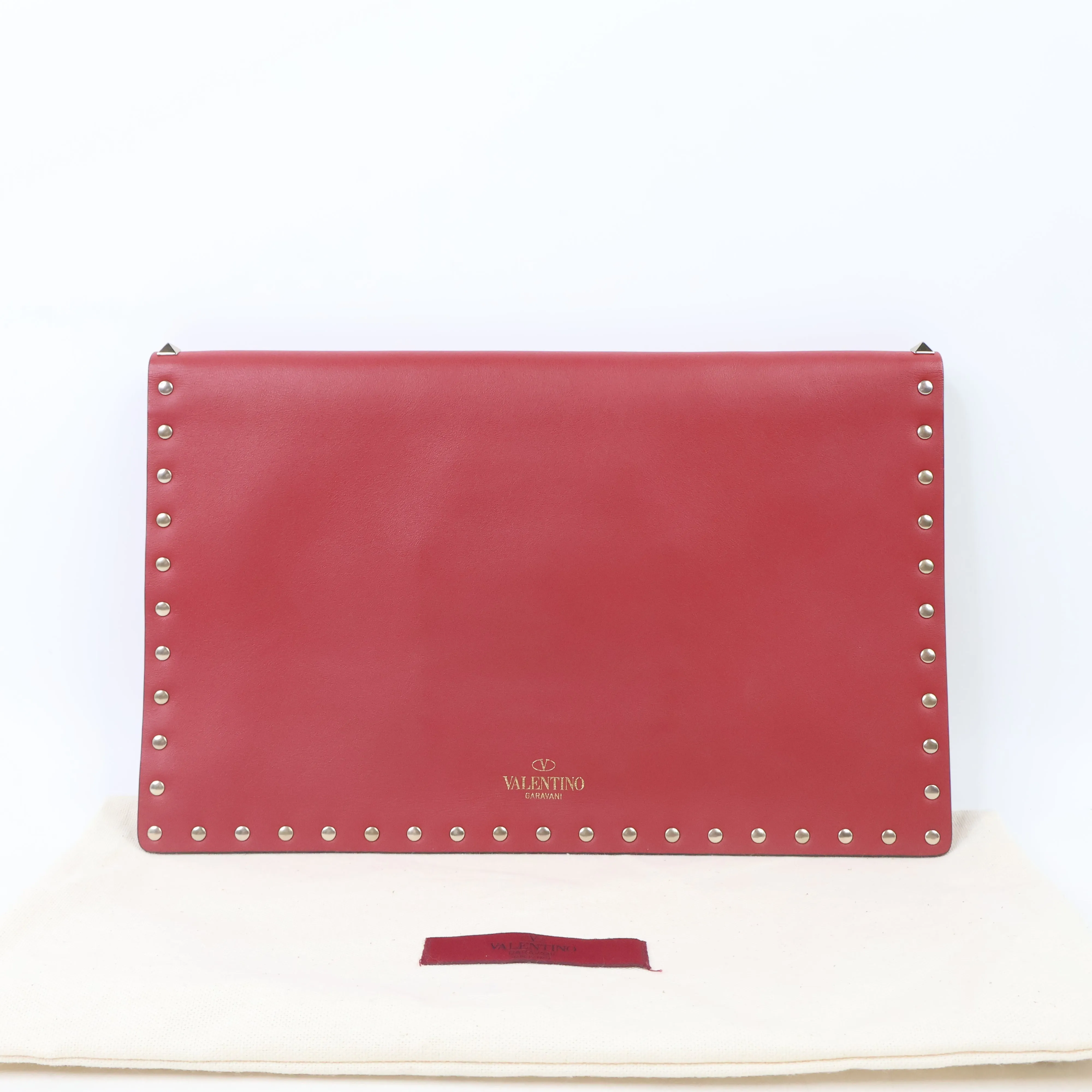 Valentino Large Rockstud Envolope Clutch Red