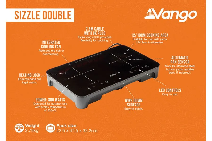 Vango Sizzle Induction Hob Double