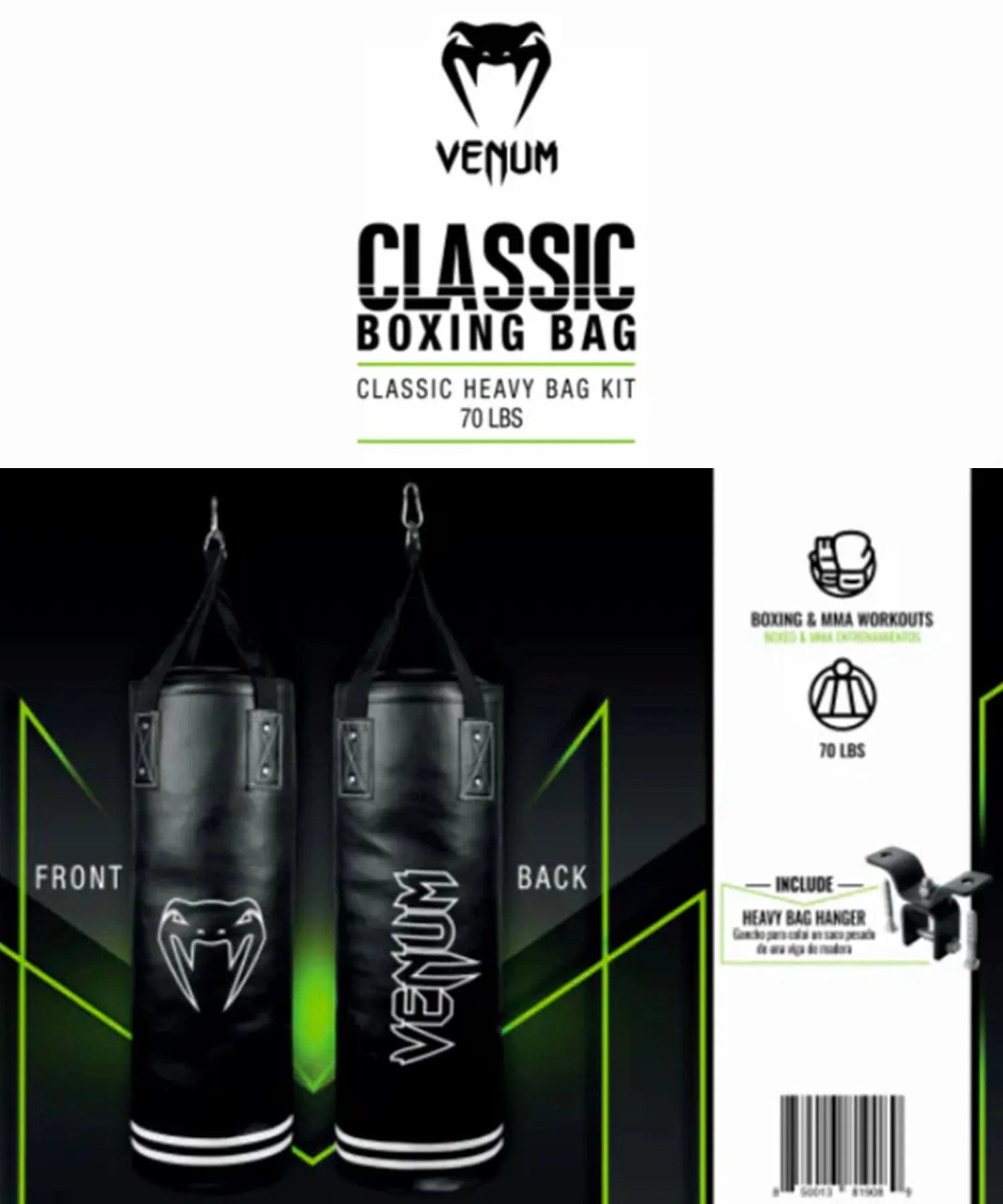 Venum Classic Heavy Boxing Bag Kit - 70lbs - WLMT Edition