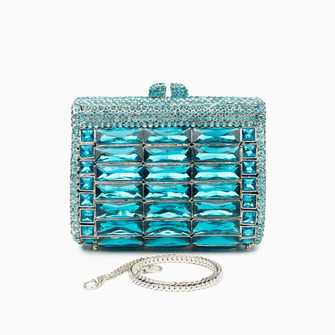 Victoria Crystals Clutch Bag - Sky Blue