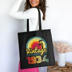 Vintage 1934 Cotton Tote Bag For Life, Birthday Gift Idea, Reusable Shopping Bag, Retro Style Tote, Eco Friendly Bag