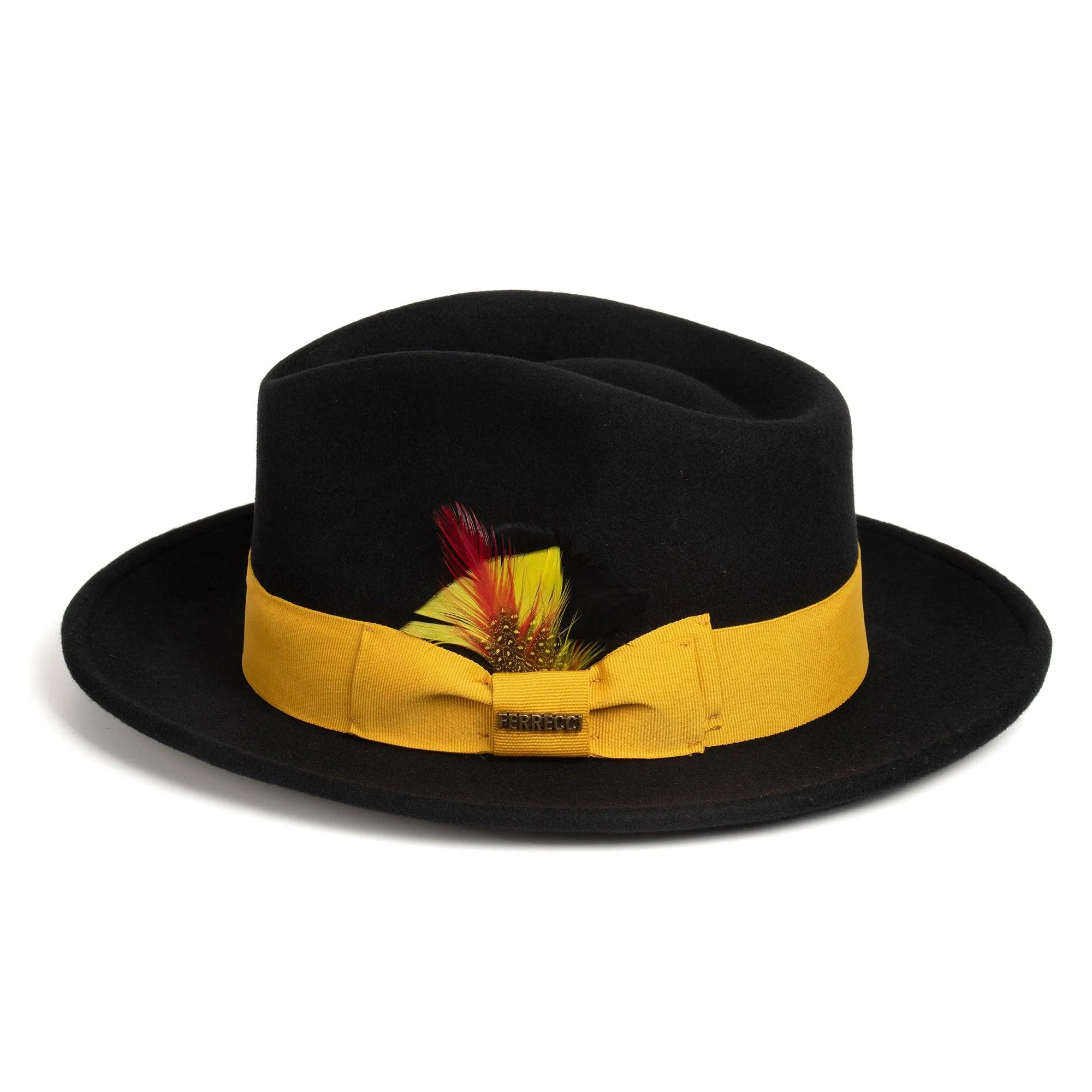 Vintage Crushable Wool Fedora Hat-Black / Gold