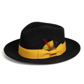 Vintage Crushable Wool Fedora Hat-Black / Gold