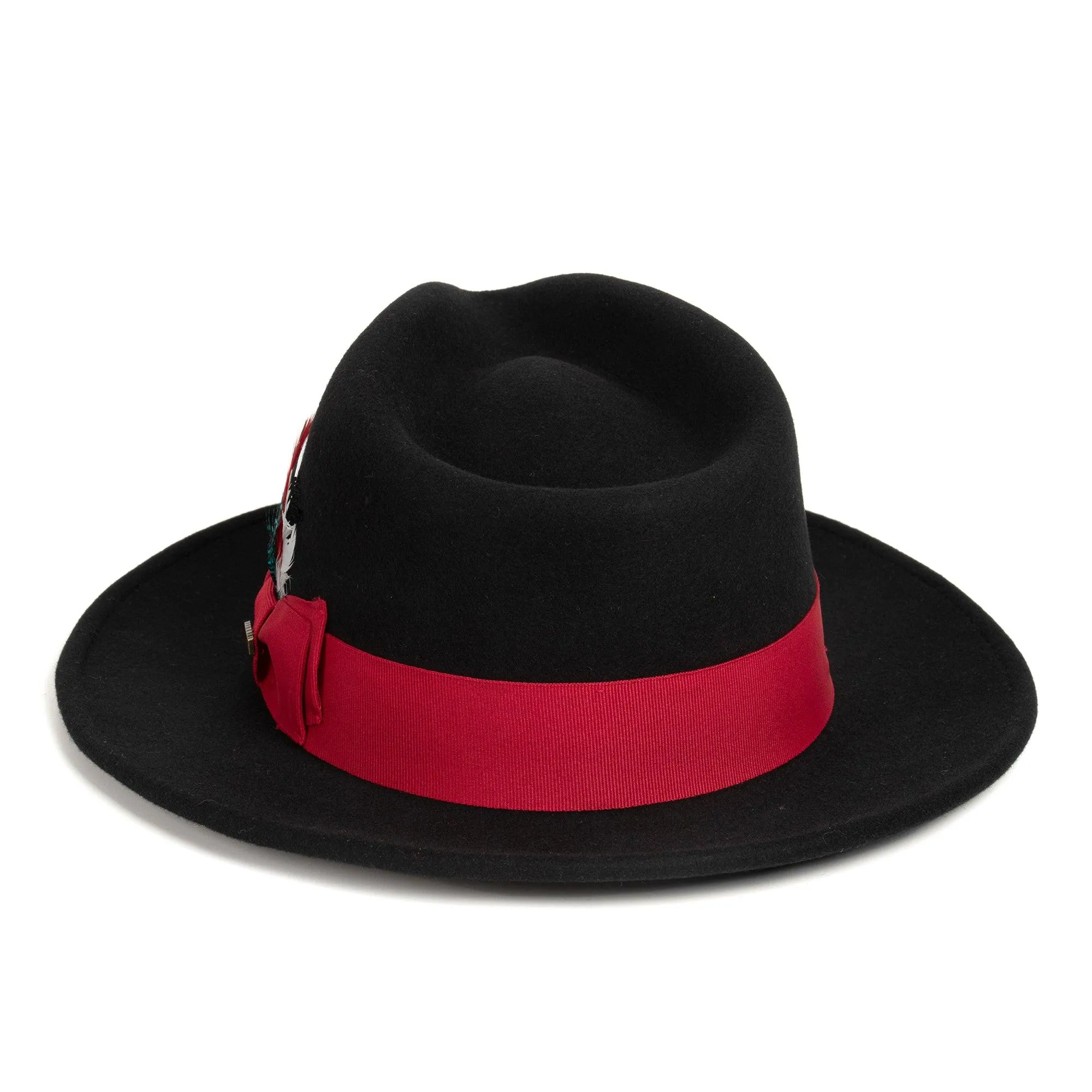 Vintage Crushable Wool Fedora Hat-Black / Gold