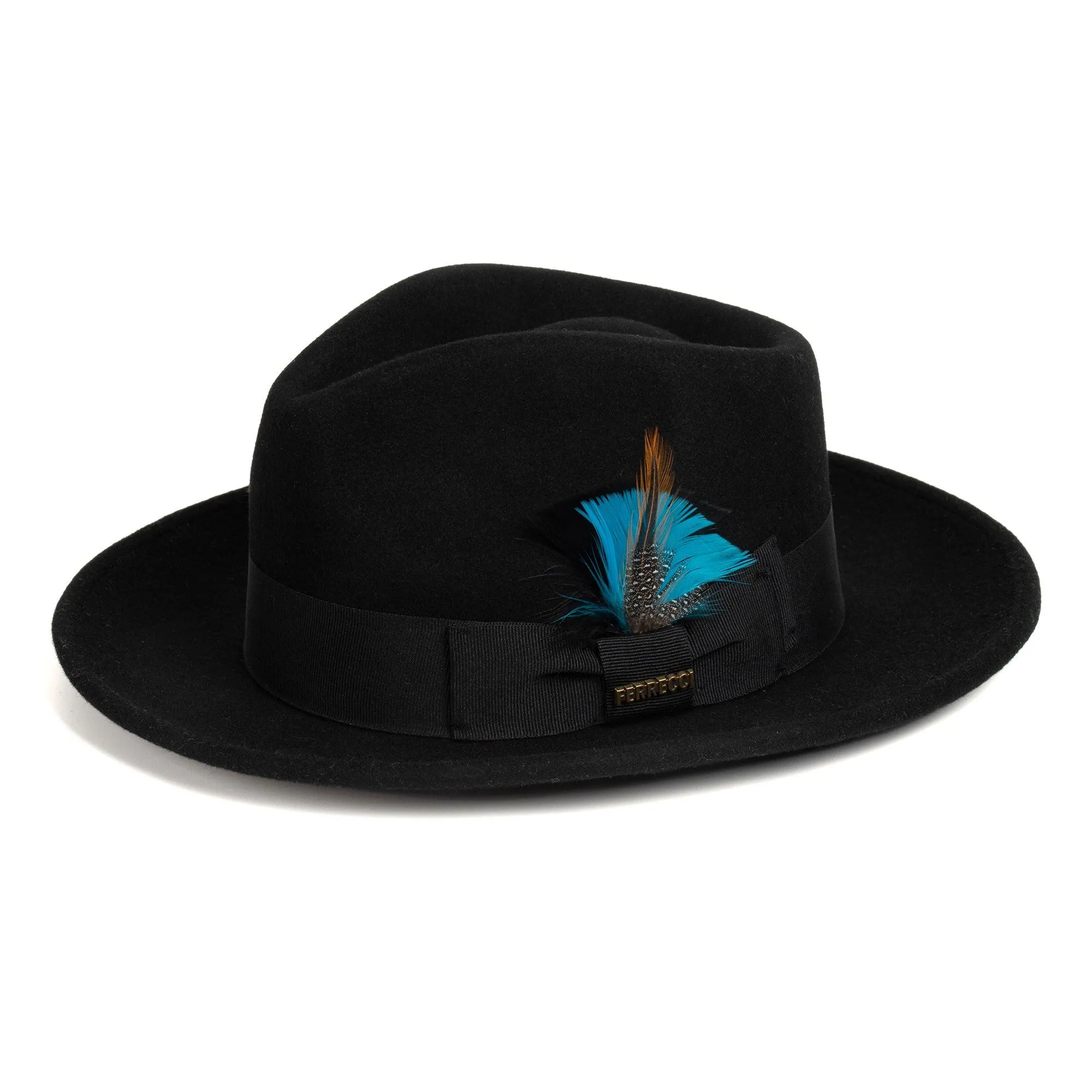 Vintage Crushable Wool Fedora Hat-Black / Gold