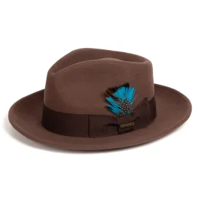 Vintage Crushable Wool Fedora Hat-Brown