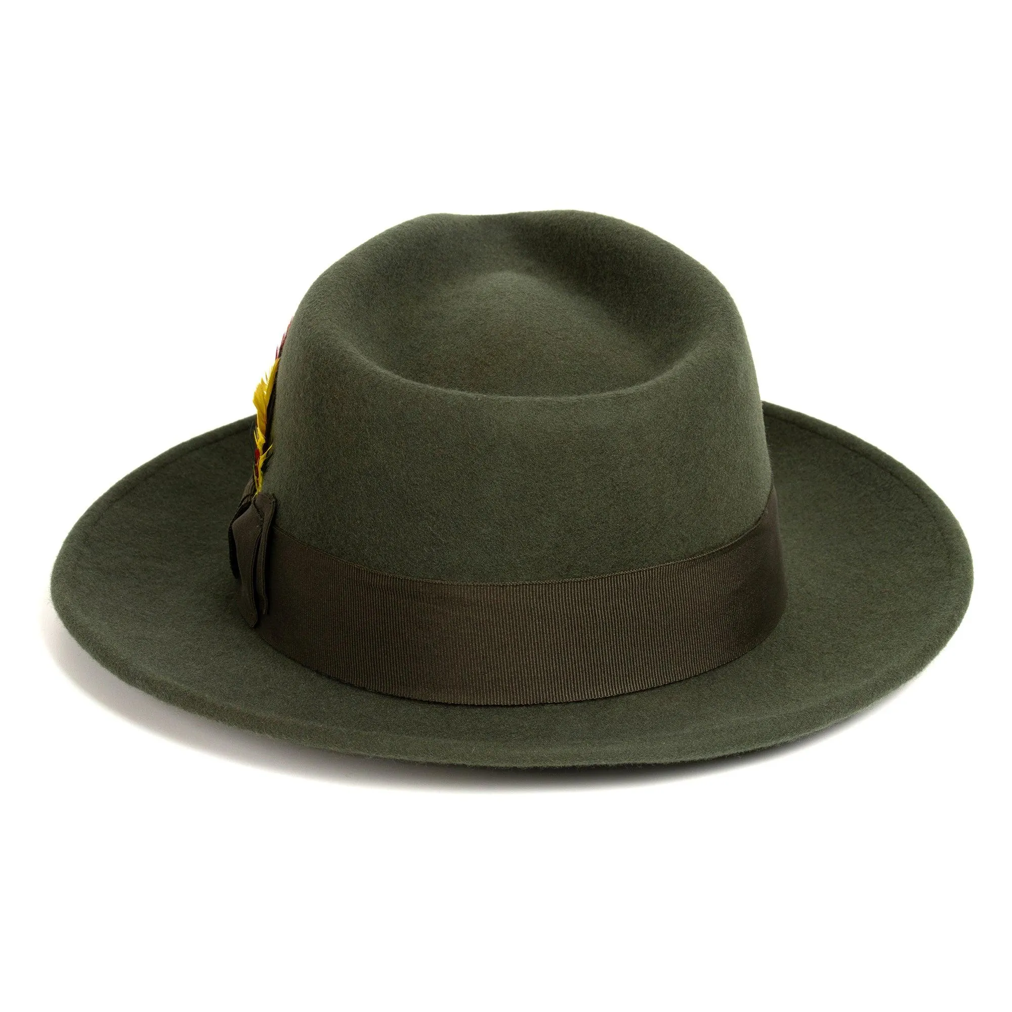 Vintage Crushable Wool Fedora Hat-Brown