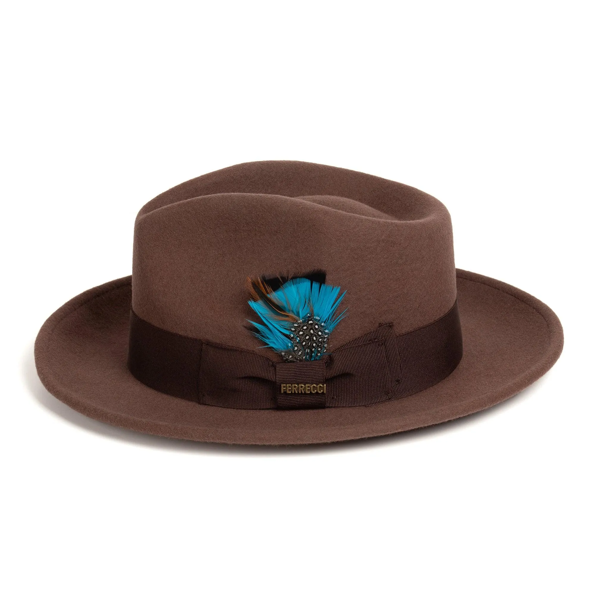 Vintage Crushable Wool Fedora Hat-Brown