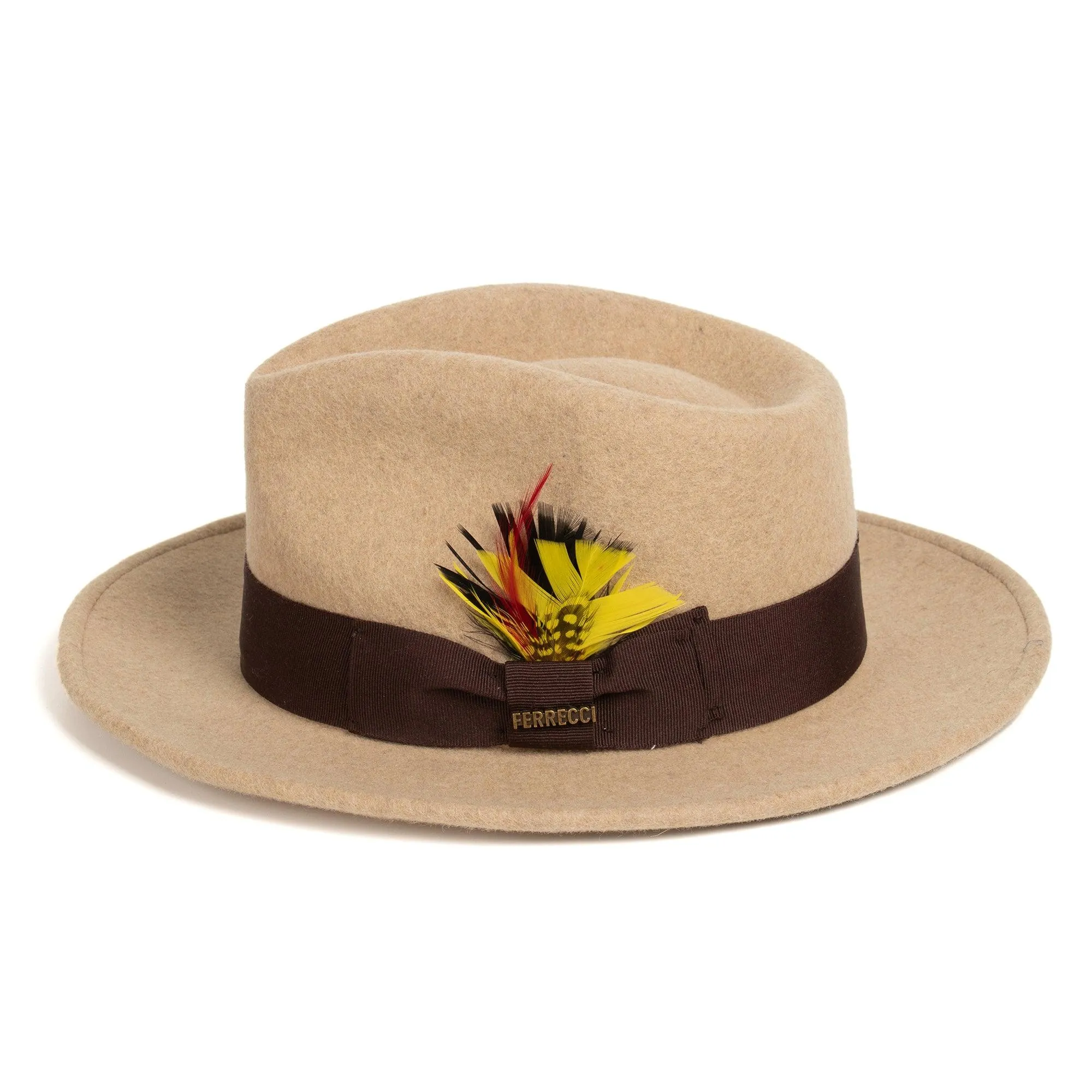 Vintage Crushable Wool Fedora Hat-Brown