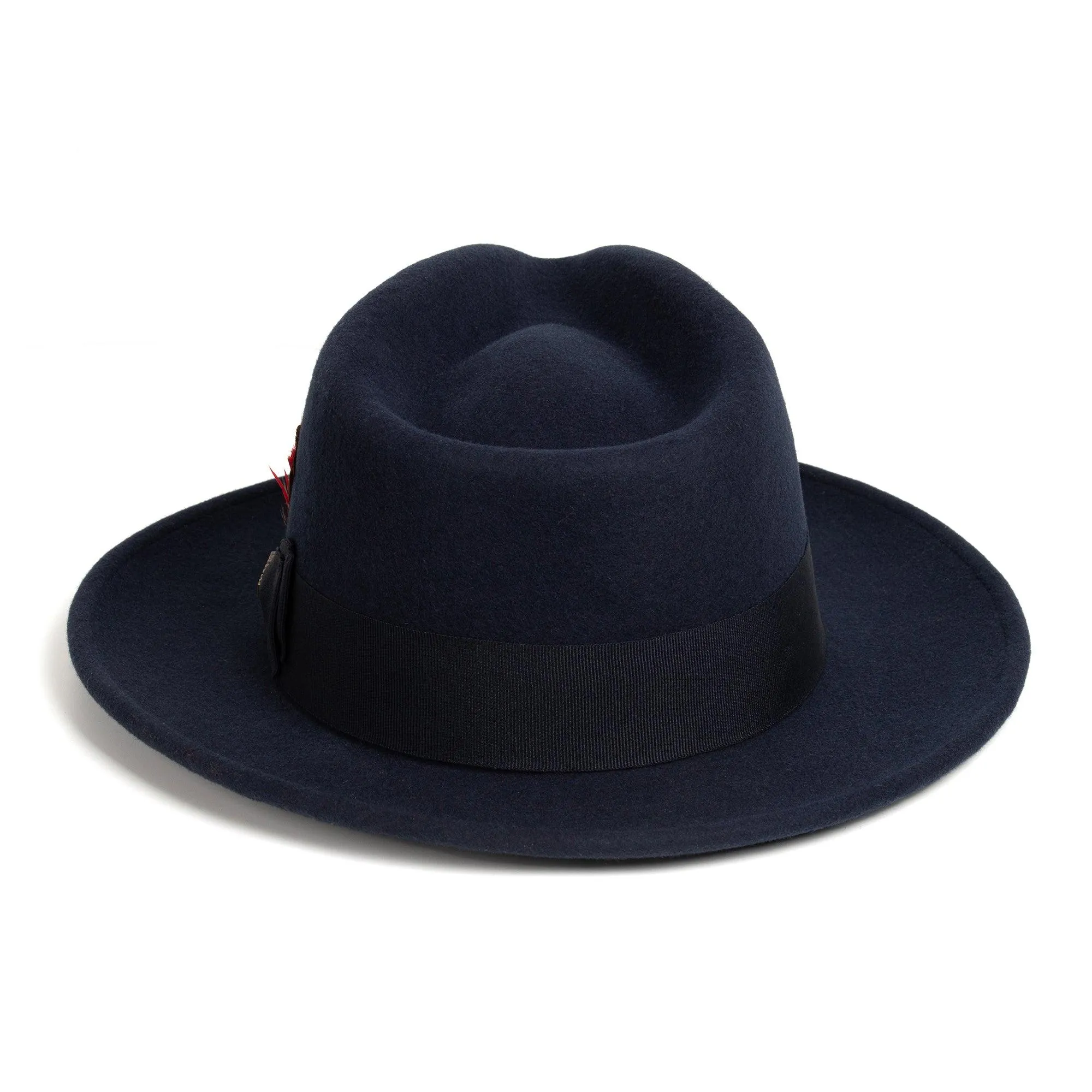 Vintage Crushable Wool Fedora Hat-Brown