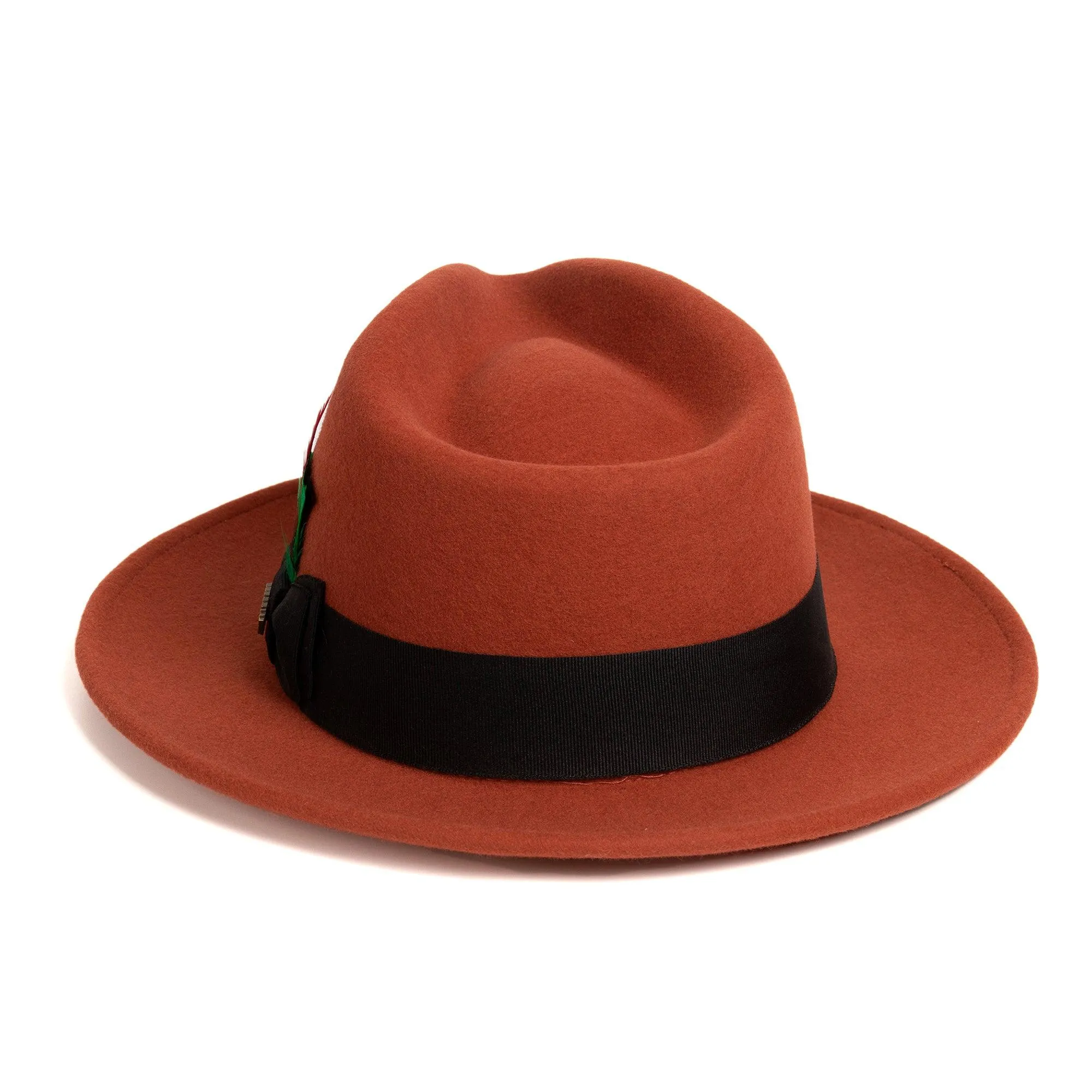 Vintage Crushable Wool Fedora Hat-Brown