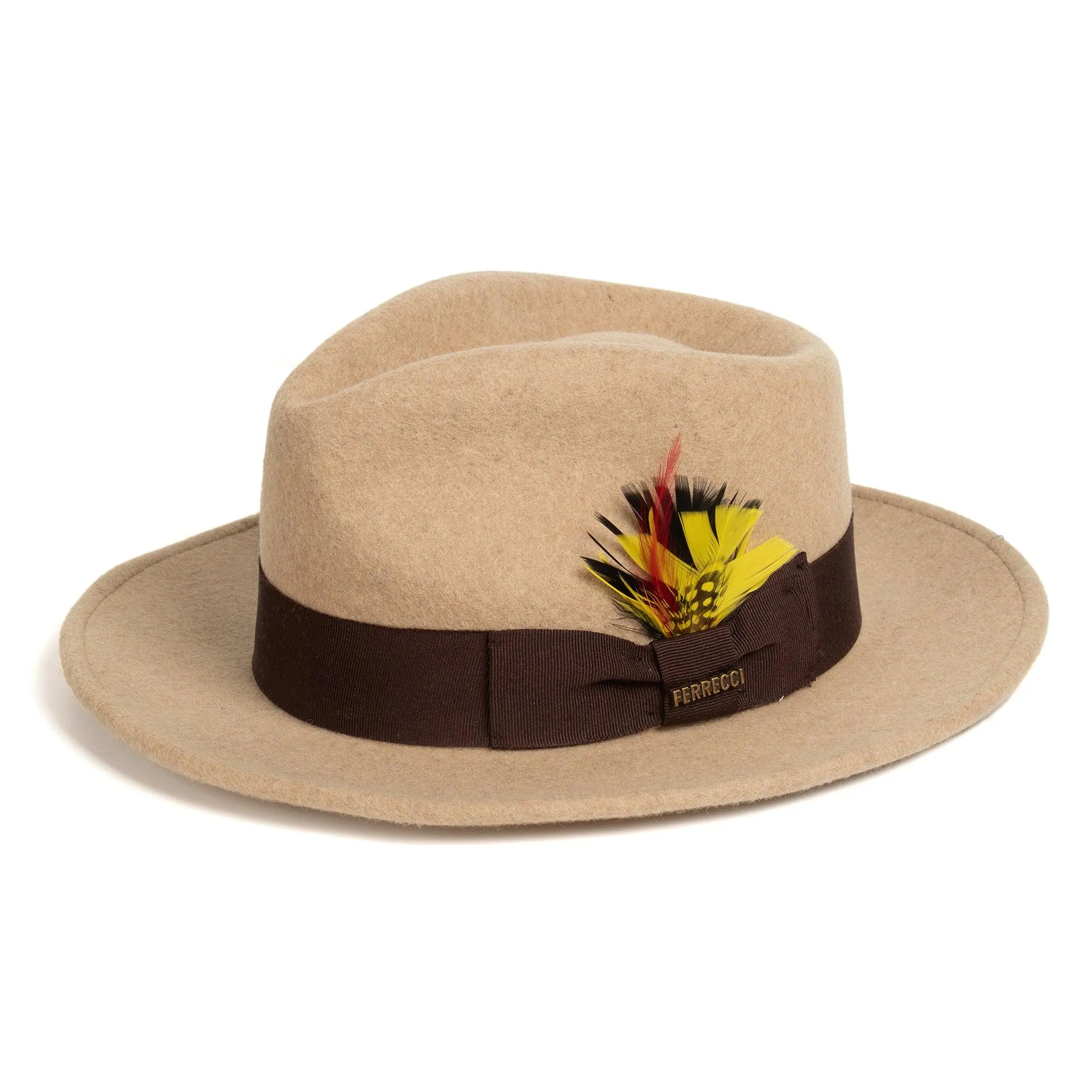 Vintage Crushable Wool Fedora Hat-Brown