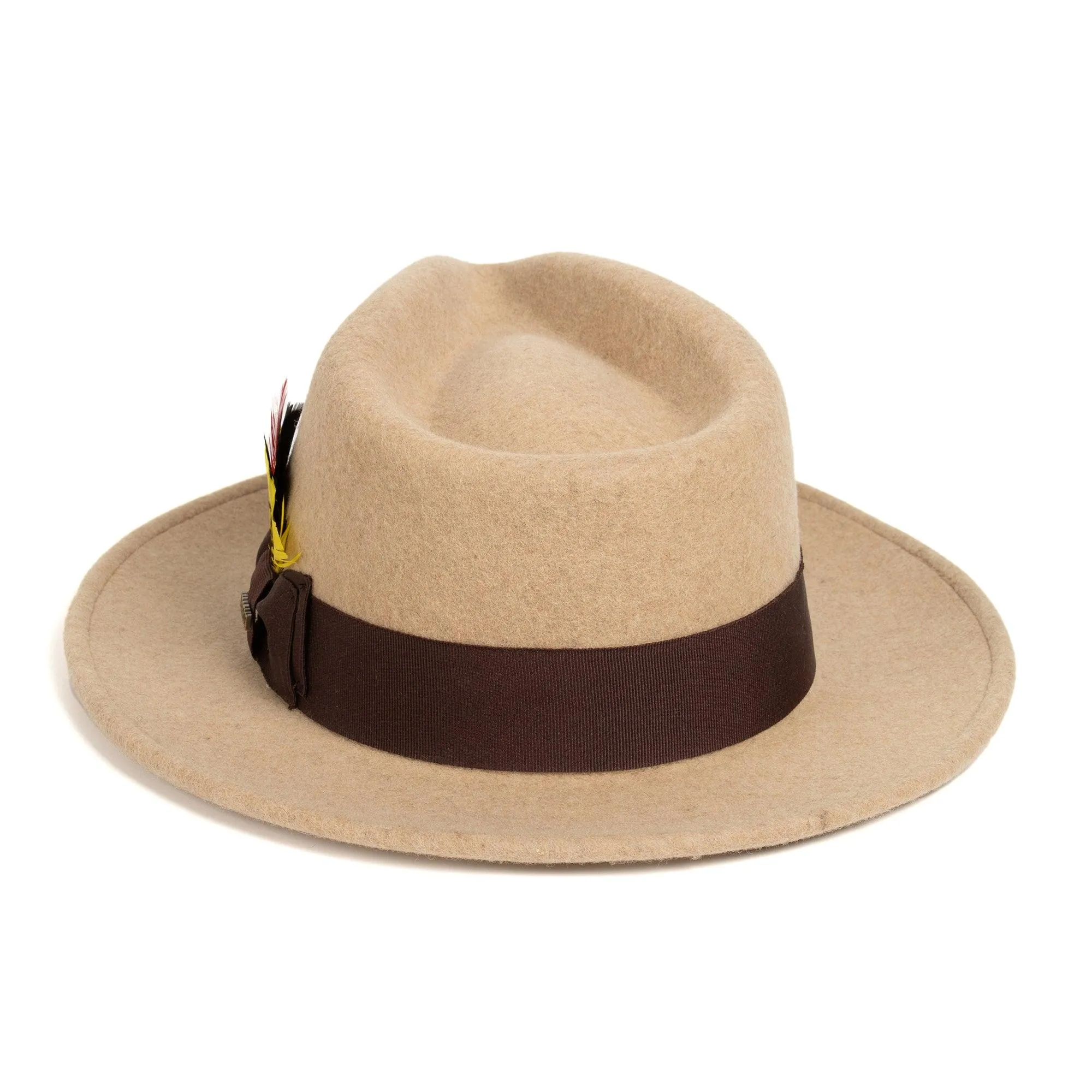 Vintage Crushable Wool Fedora Hat-Brown