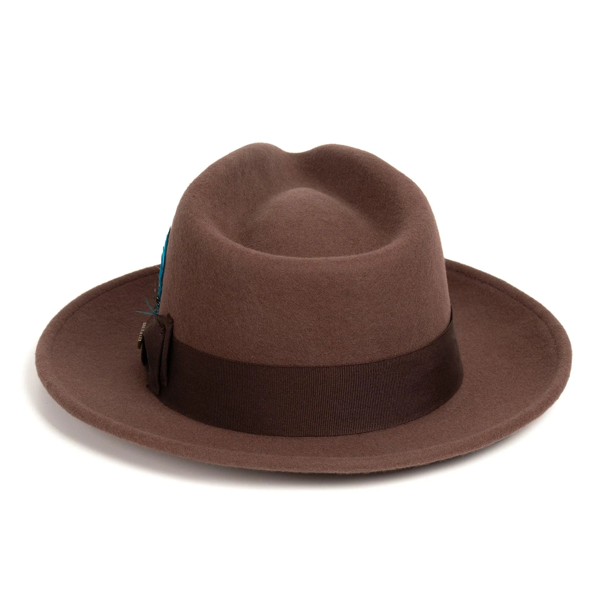 Vintage Crushable Wool Fedora Hat-Brown