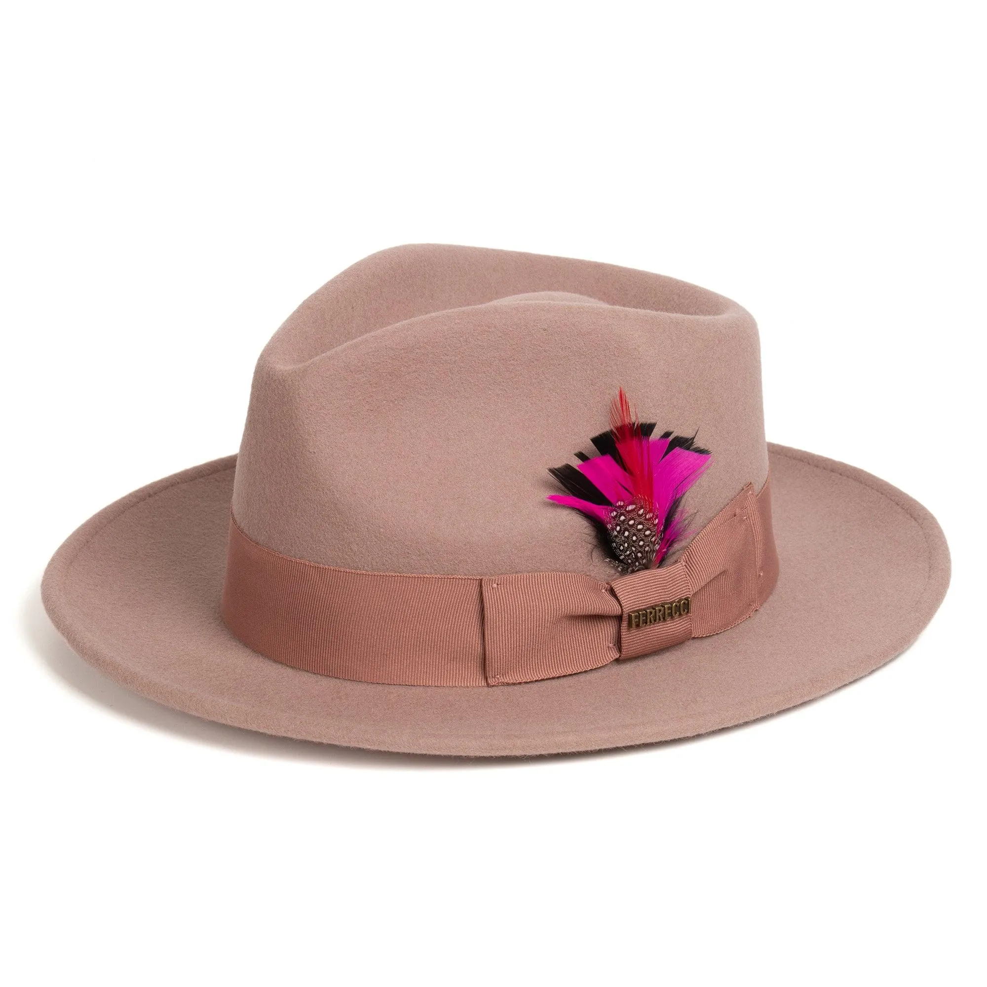 Vintage Crushable Wool Fedora Hat-Brown