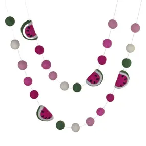 Watermelon Felt Ball Garland- Ombre Pink & Green