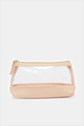 Women Pink Cosmetic Pouch Bag