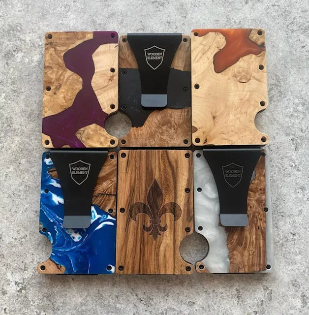 Wood and Resin Smart Wallet (Copper   Blue   White)