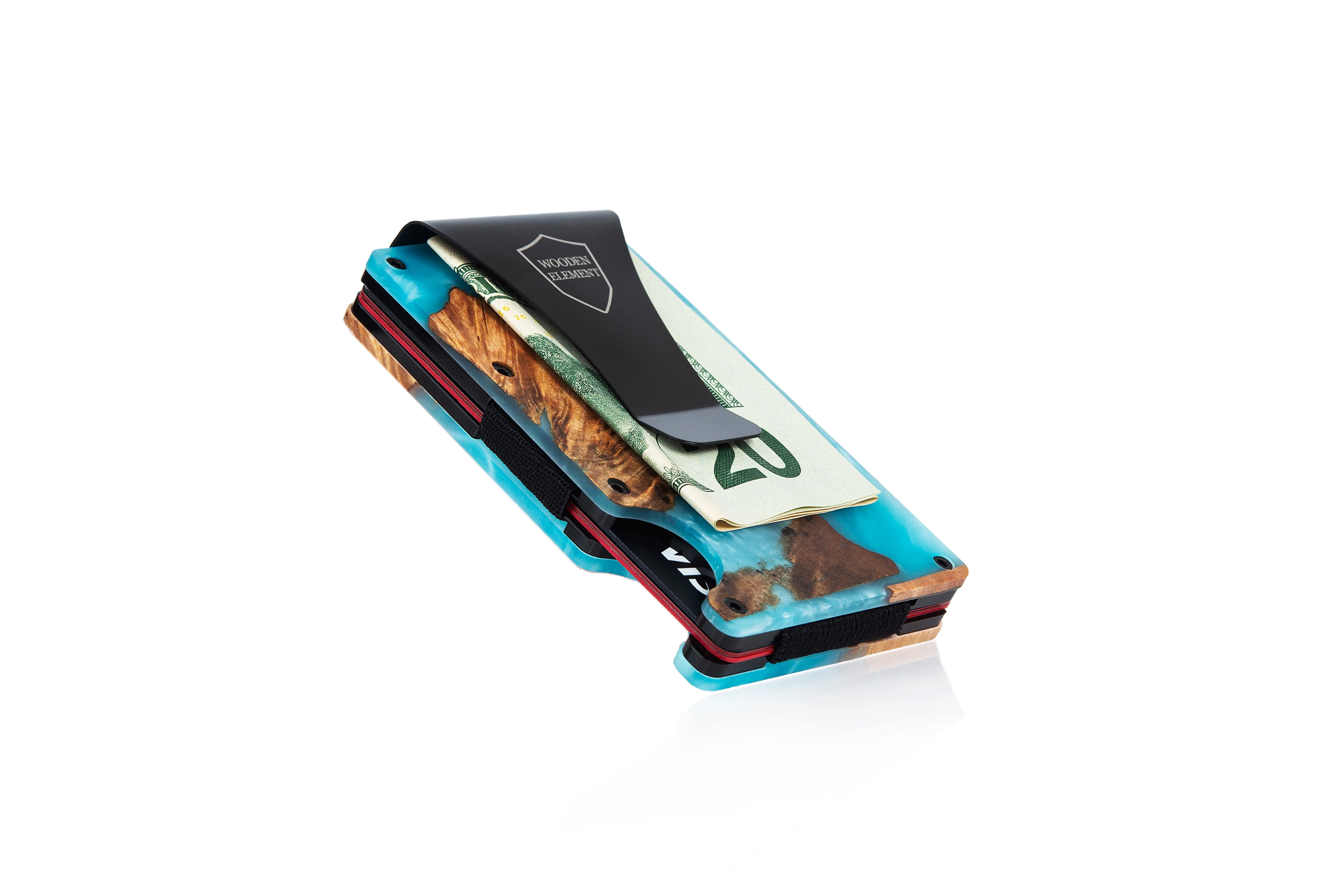 Wood and Resin Smart Wallet (Light Blue)