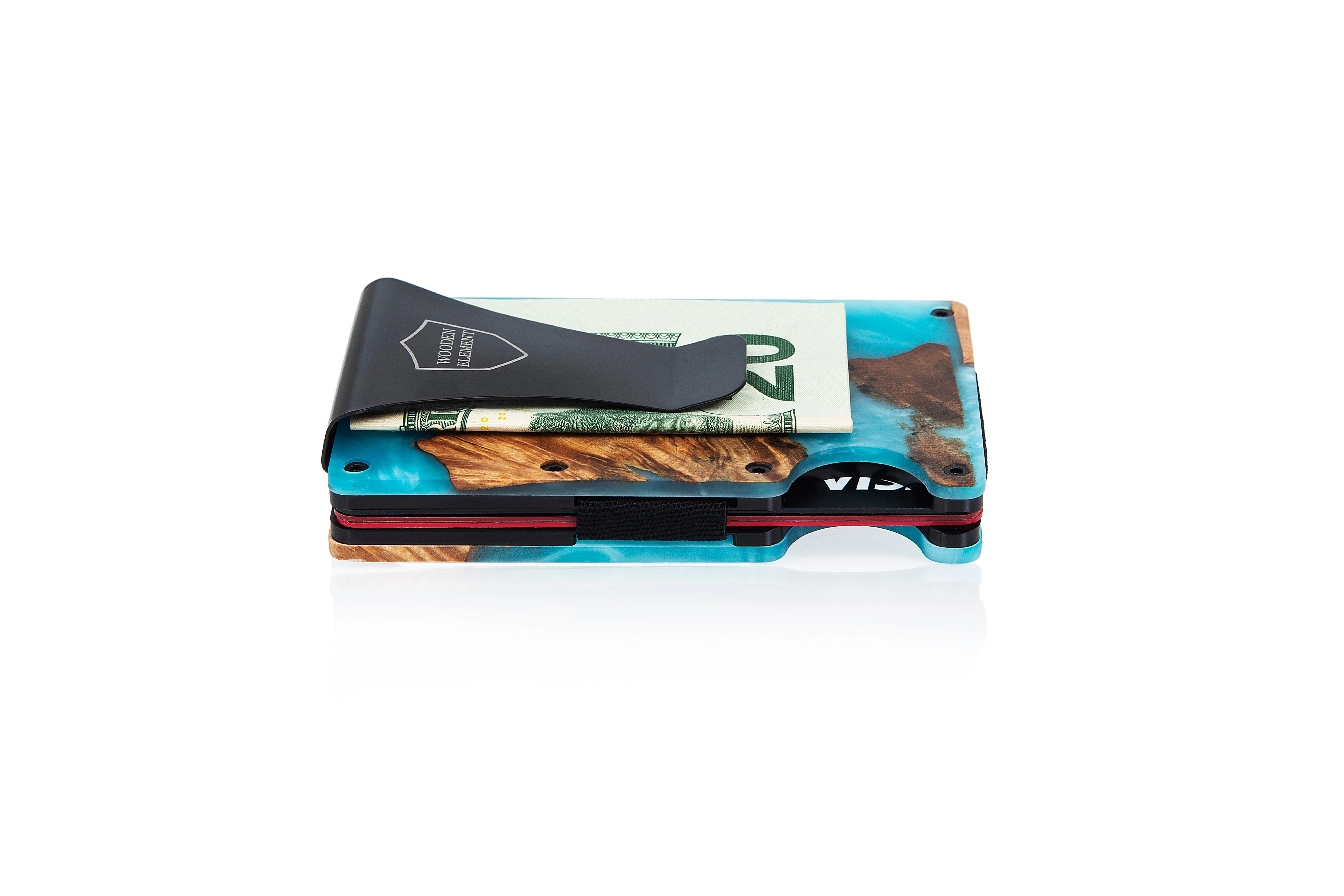 Wood and Resin Smart Wallet (Light Blue)