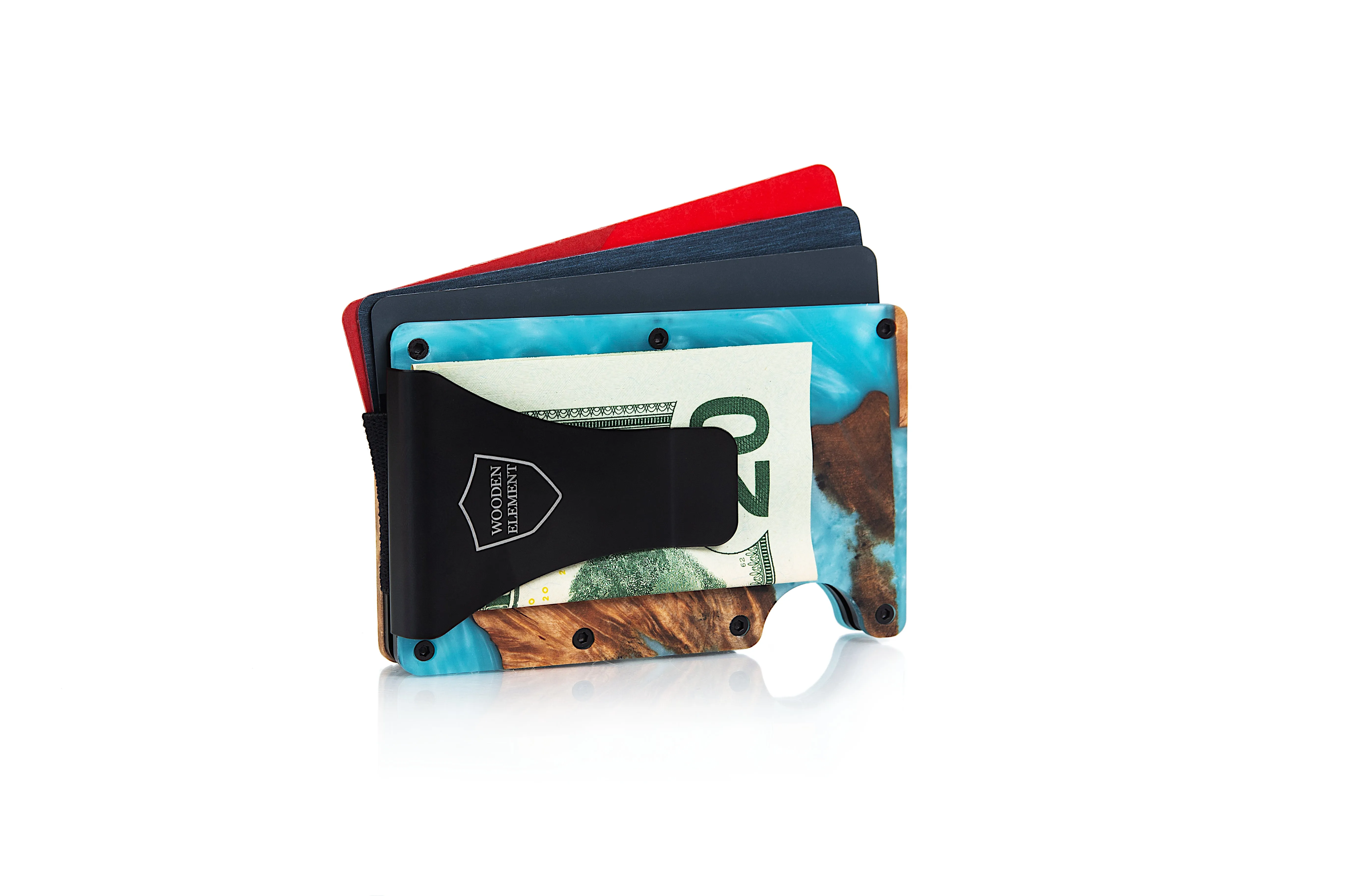 Wood and Resin Smart Wallet (Light Blue)