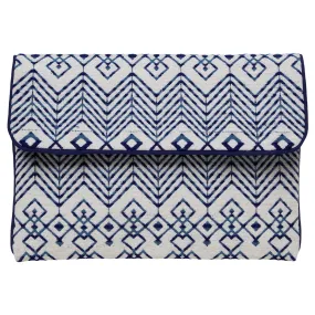 Woven Cotton Clutch Bag - Cream/Navy