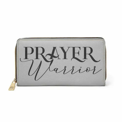 Wristlet Phone Wallet, Grey and Black Prayer Warrior Graphic Purse