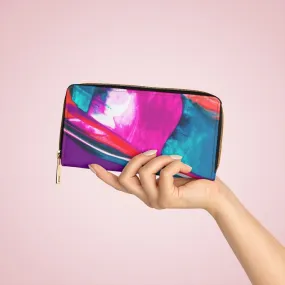 Wristlet Phone Wallet, Pink and Purple Multicolor Abstract Style Purse