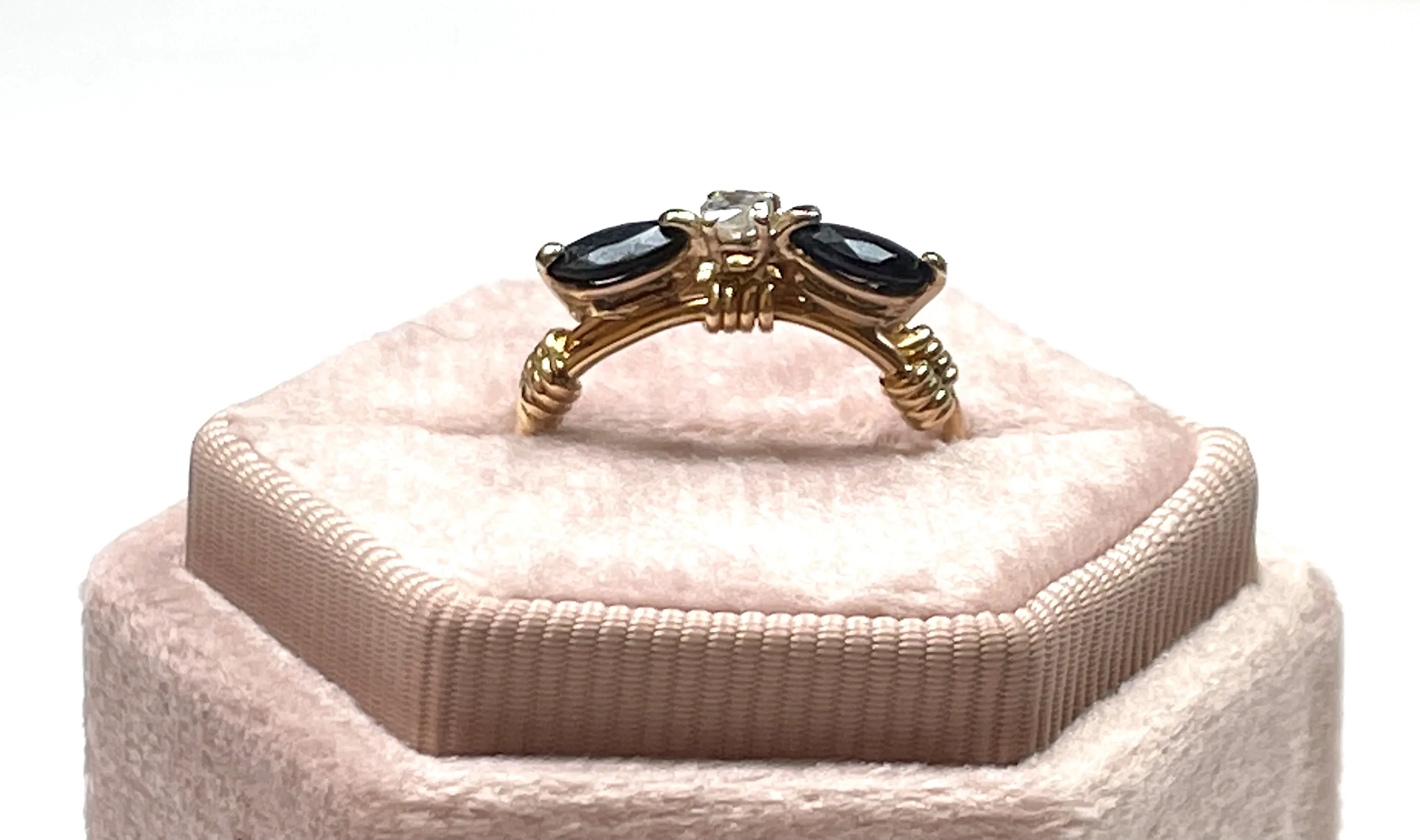 Yellow Gold Sapphire and Diamond Ring (Authentic Pre-Owned)